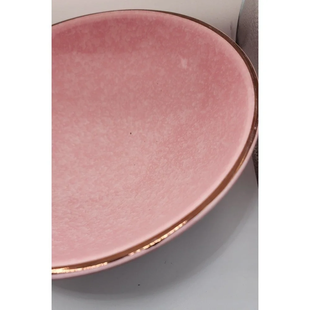 Kenwood Vintage Pink MCM Retro 964 Drip Speckled Footed Oven Proof Bowl USA 8.75